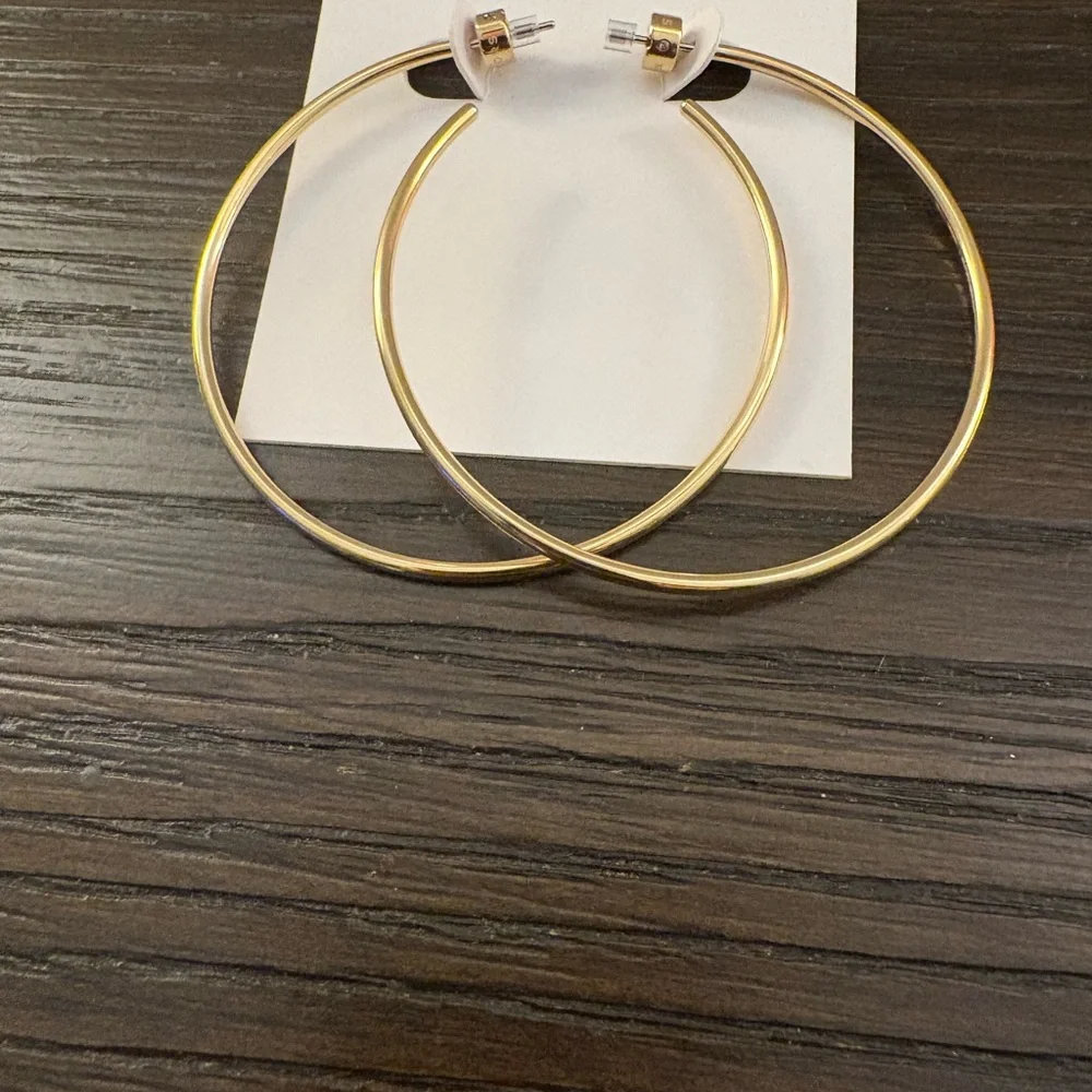 NEW Michael Kors gold slender hoop earrings